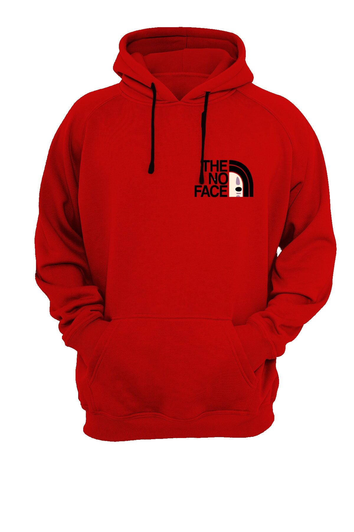 No Face Baskılı Kırmızı Sweatshirt