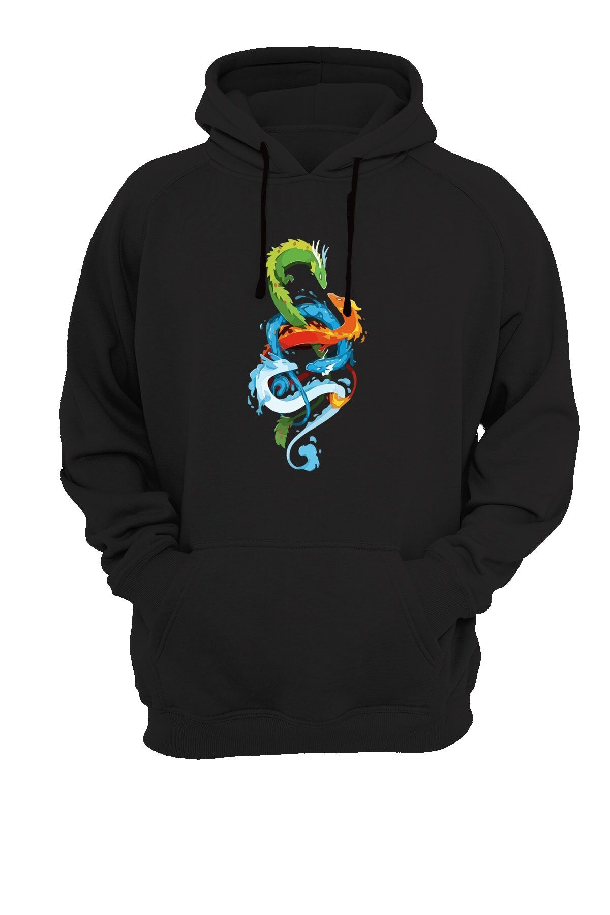Ejder Baskılı Siyah Sweatshirt