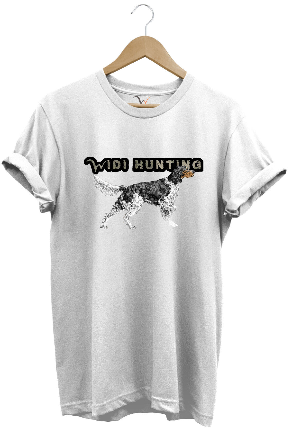 Widi Hunting Avcılık English Setter Av Köpeği Baskılı %100 Pamuk Regular Fit T-shirt Beyaz - XL