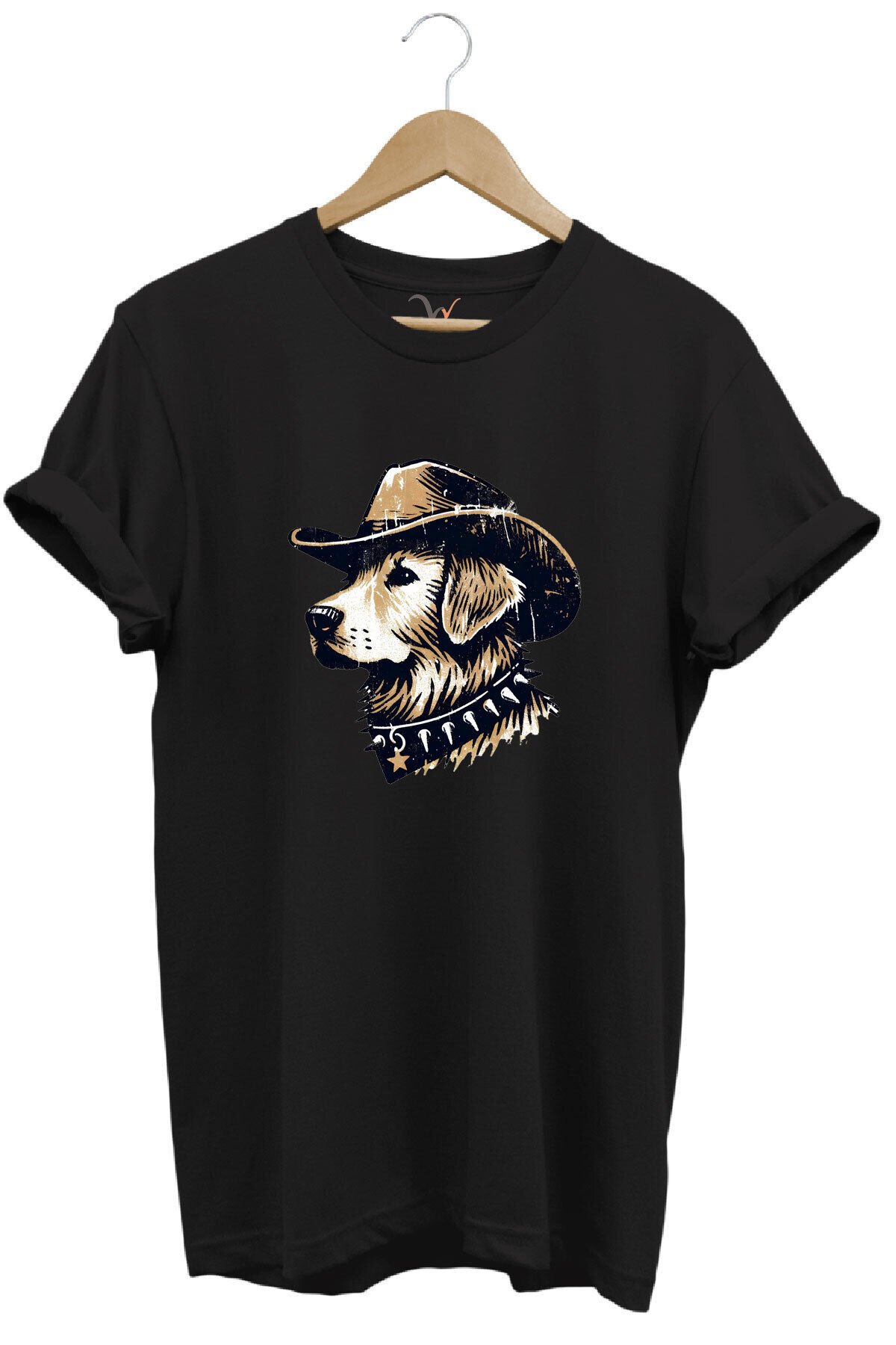 Avcılık Hunting Avcı Köpeği Golden Retriever Baskılı Vintage %100 Pamuk Unisex Regular Fit T-Shirt Siyah - S