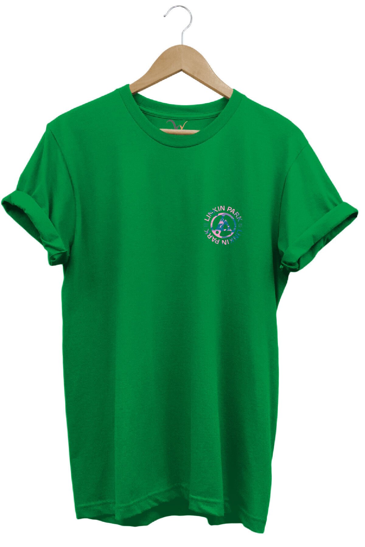 Linkin Park Müzik Grubu Rock Metal Göğüs Baskılı %100 Pamuk Basic Regular Fit Bisiklet Yaka T-shirt Yeşil - M