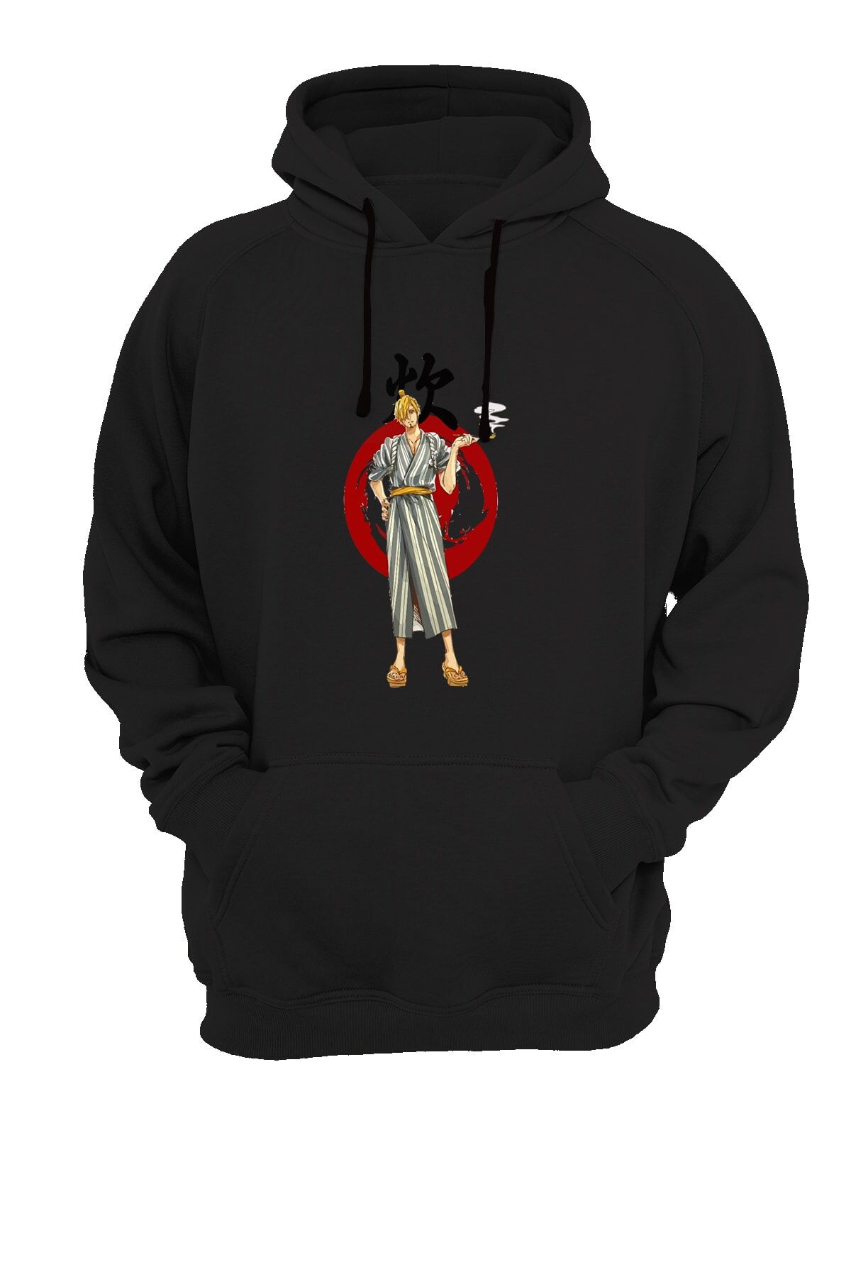 Sanji Baskılı Siyah Sweatshirt