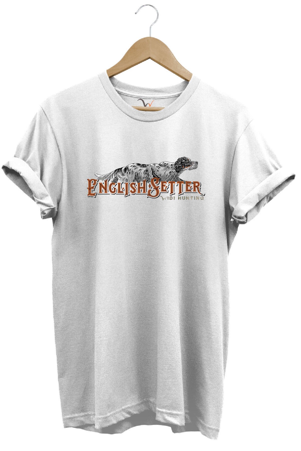 English Setter Av Köpeği Tasarımlı %100 Pamuk Unisex Regular Fit T-Shirt Beyaz - 2XL