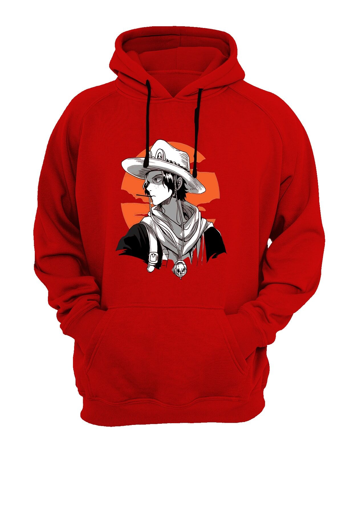 One Piece Baskılı Kırmızı Sweatshirt