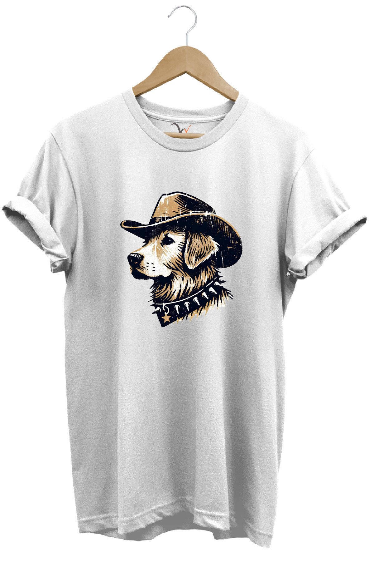 Avcılık Hunting Avcı Köpeği Golden Retriever Baskılı Vintage %100 Pamuk Unisex Regular Fit T-Shirt Beyaz - L