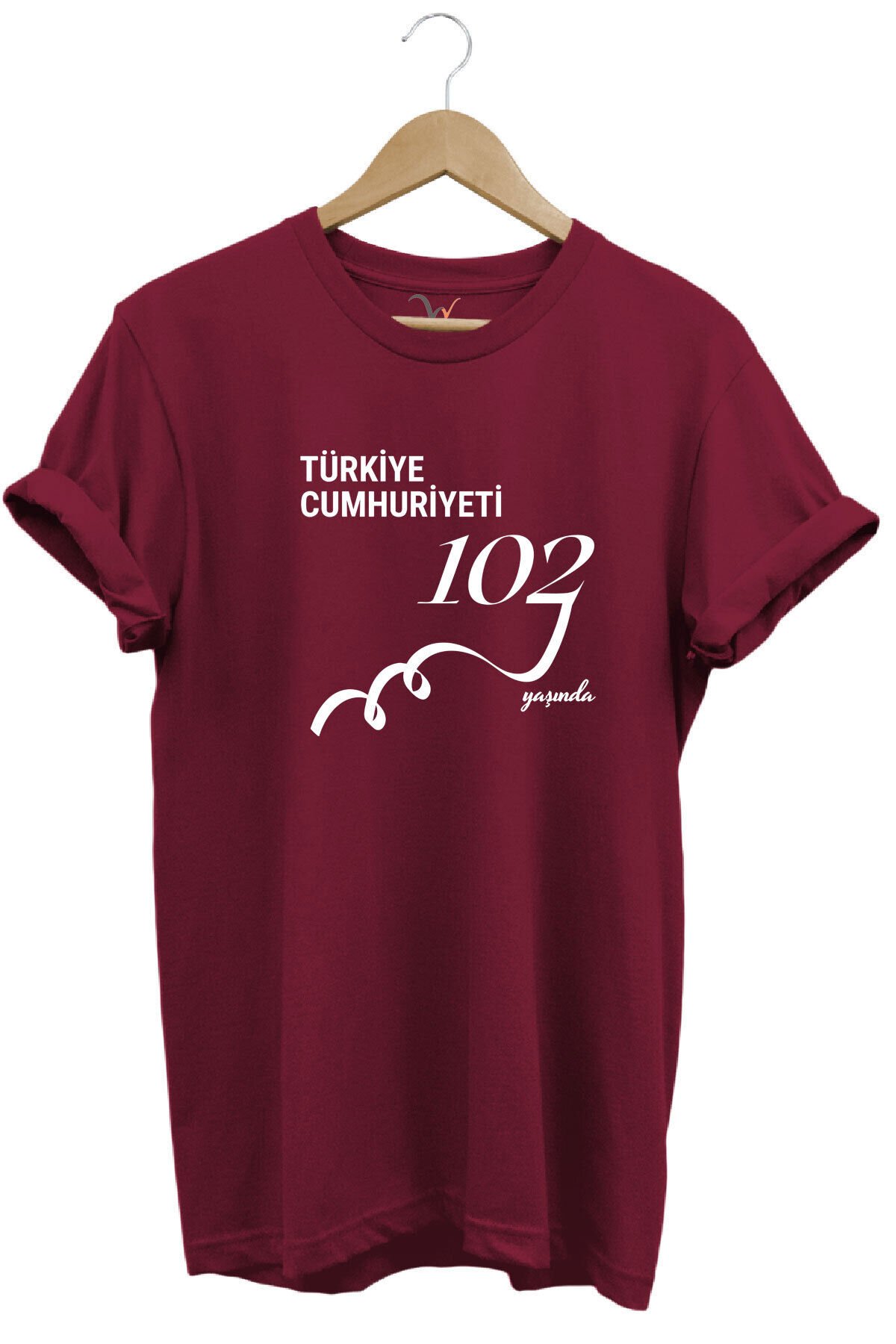 29 Ekim 102. Yıl Tasarım Baskılı %100 Pamuk Regular Fit Bisiklet Yaka Unisex T-Shirt Bordo - L