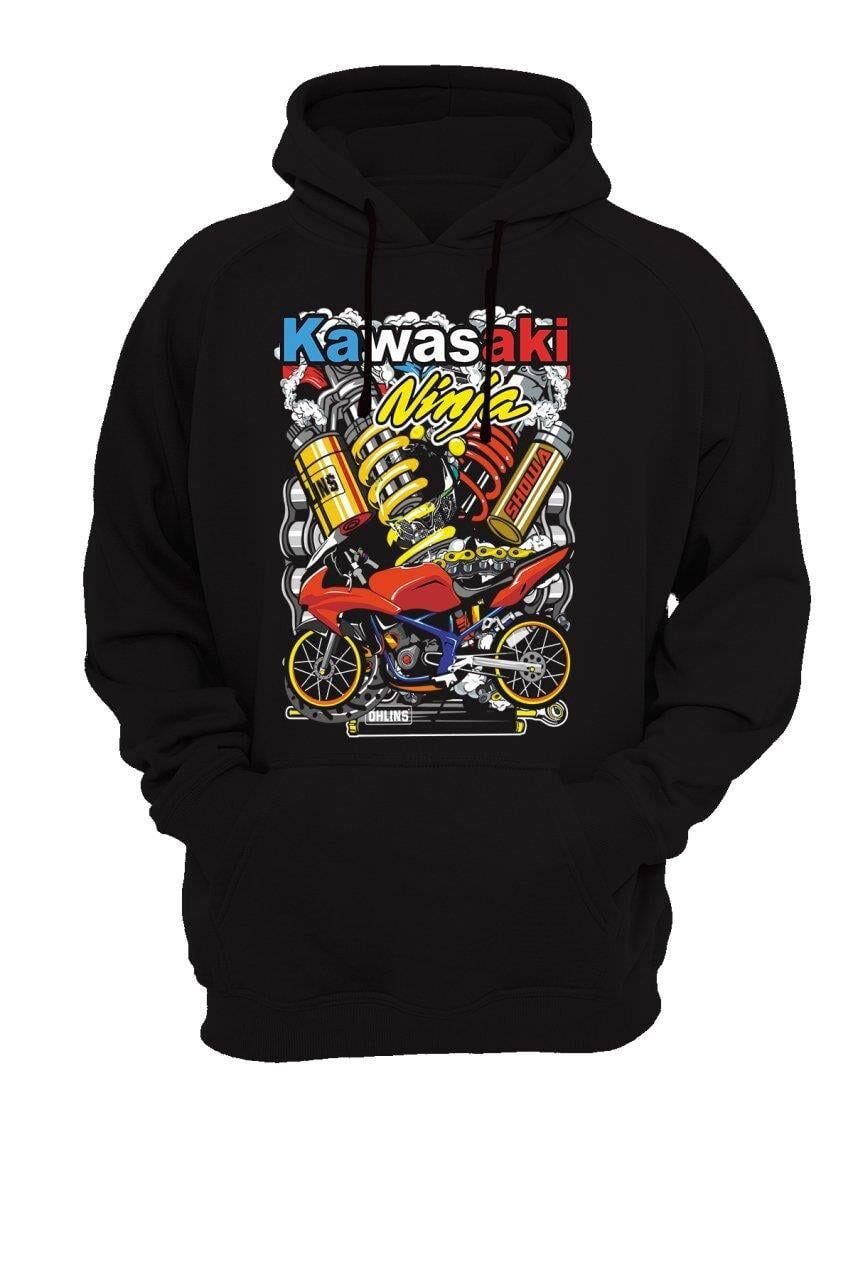 Widi Kawasaki Ninja Baskılı Sweatshirt Siyah