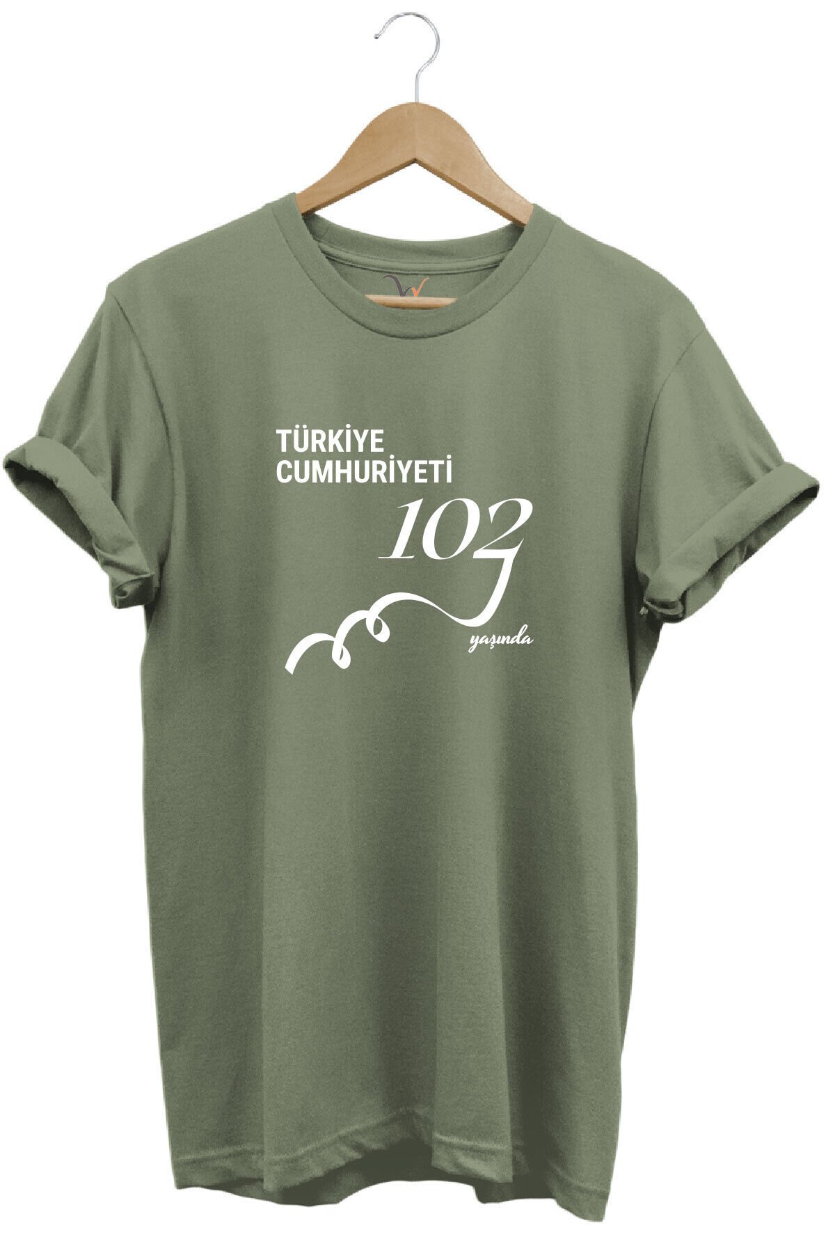 29 Ekim 102. Yıl Tasarım Baskılı %100 Pamuk Regular Fit Bisiklet Yaka Unisex T-Shirt Haki - 3XL