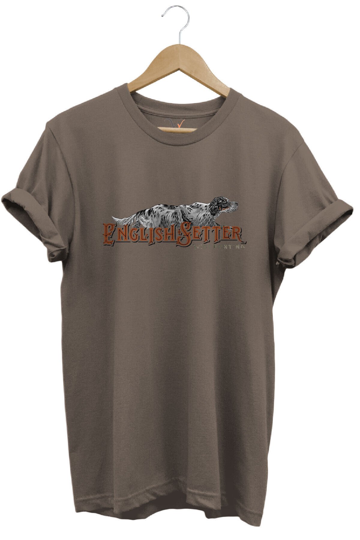 English Setter Av Köpeği Tasarımlı %100 Pamuk Unisex Regular Fit T-Shirt Kahverengi - 3XL