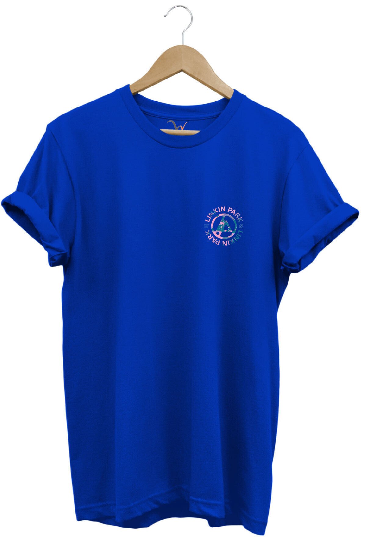 Linkin Park Müzik Grubu Rock Metal Göğüs Baskılı %100 Pamuk Basic Regular Fit Bisiklet Yaka T-shirt Mavi - S