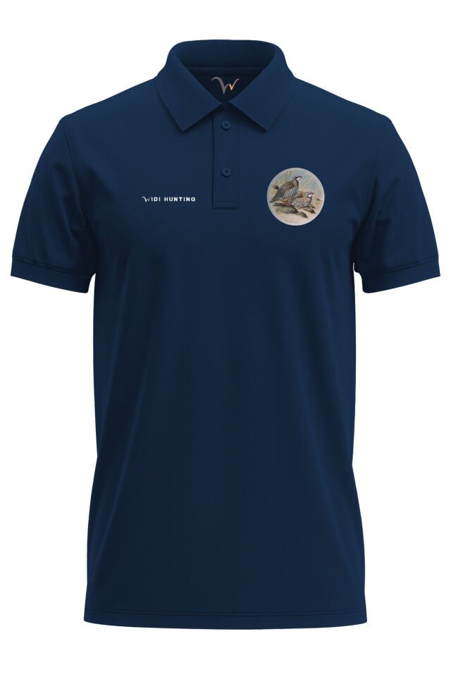 Avcılık Widi Hunting Keklik Kuşu Baskılı %100 Pamuk Regular Fit Polo Lacivert T-shirt Lacivert - S