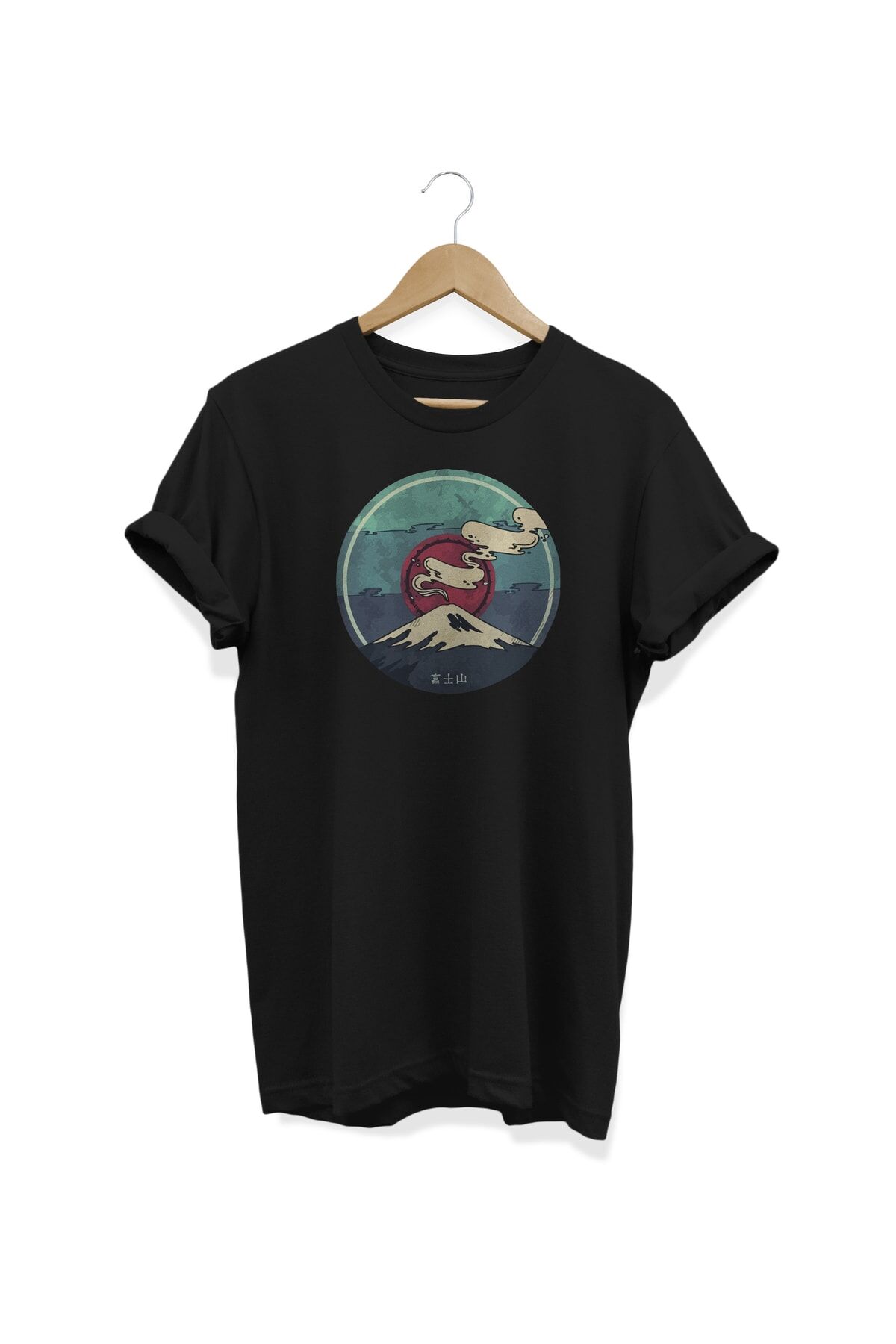 Dağ Baskılı Siyah T-shirt