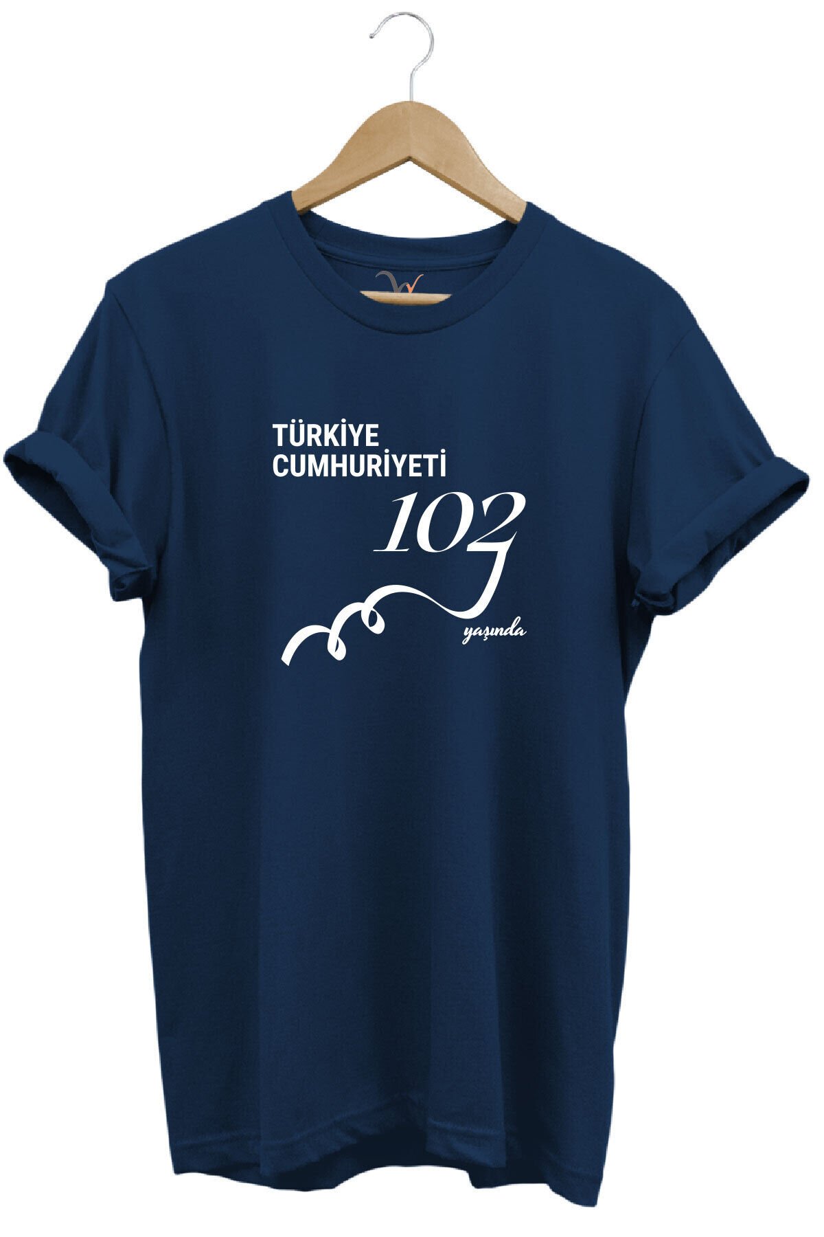 29 Ekim 102. Yıl Tasarım Baskılı %100 Pamuk Regular Fit Bisiklet Yaka Unisex T-Shirt Lacivert - M