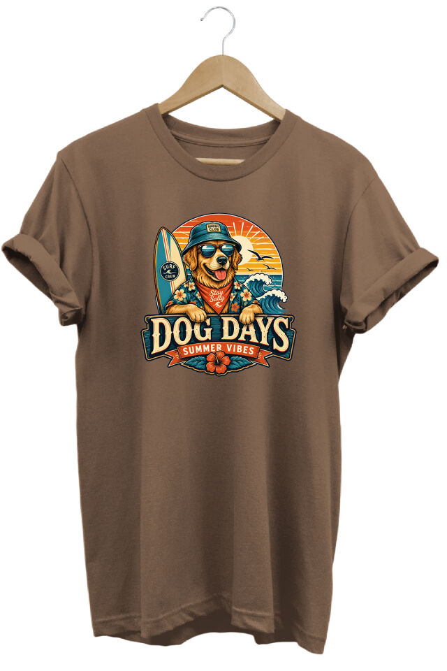 Dog Days Summer Vibes Unisex Köpek Baskılı Yaz Temalı Regular Kalıp Bisiklet Yaka T-Shirt