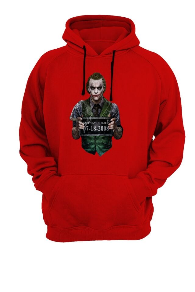 Joker Baskılı Kırmızı Sweatshirt