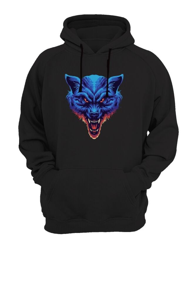 Kurt Baskılı Siyah Sweatshirt