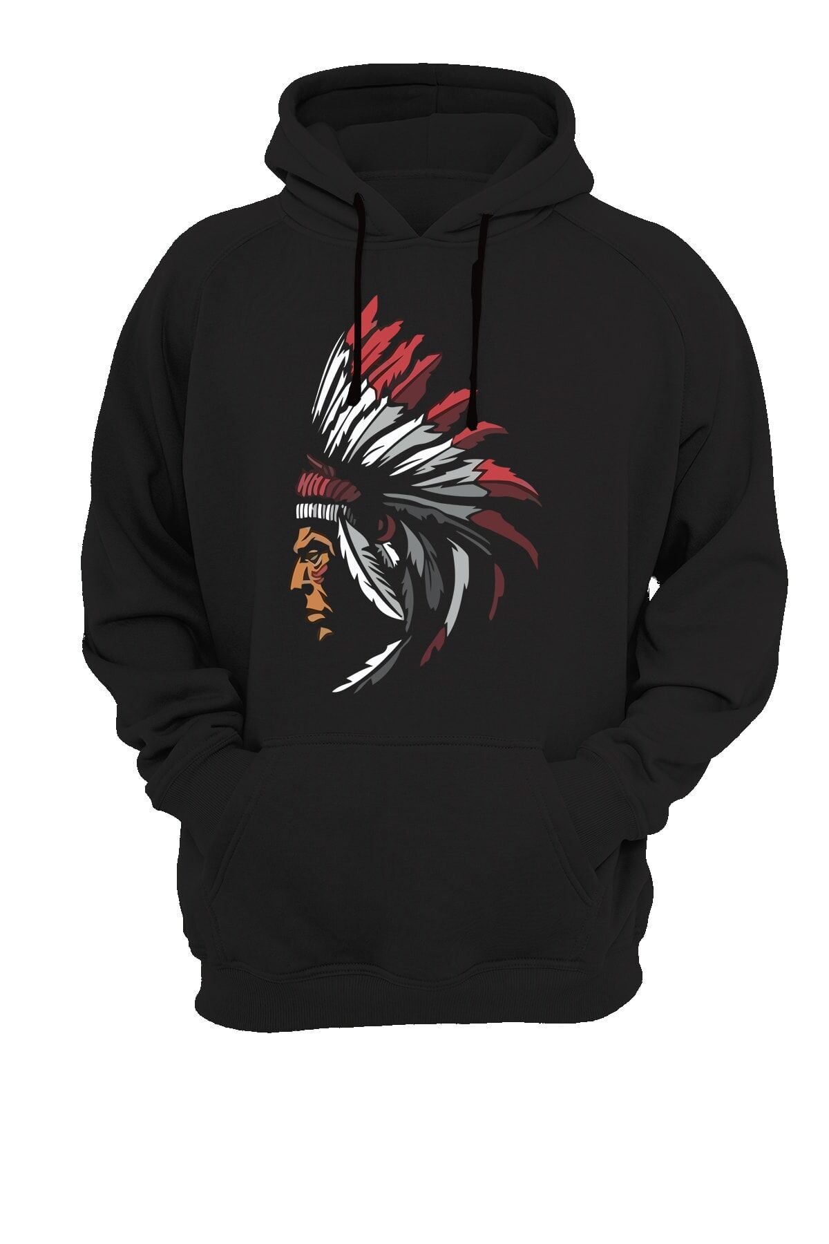 Kızılderili Baskılı Siyah Sweatshirt