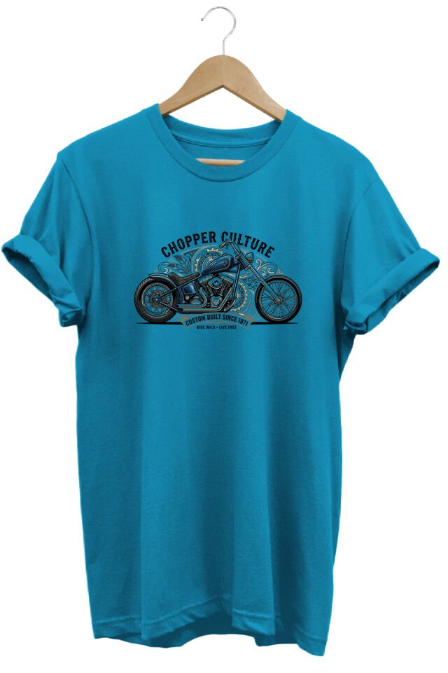 Chopper Culture Custom Built Motorcu Özel Tasarım Siyah Unisex Tişört T-shirt Turkuaz - XL