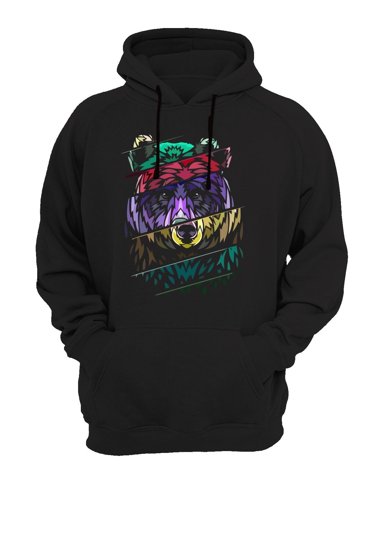 Ayı Baskılı Siyah Sweatshirt