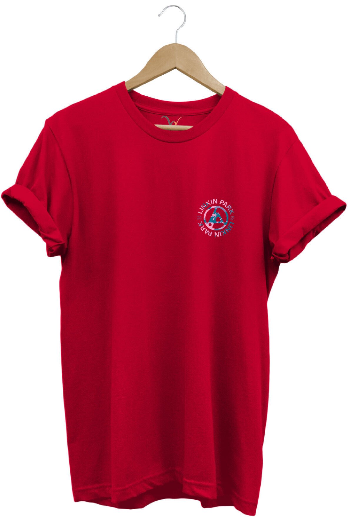 Linkin Park Müzik Grubu Rock Metal Göğüs Baskılı %100 Pamuk Basic Regular Fit Bisiklet Yaka T-shirt Kırmızı - M