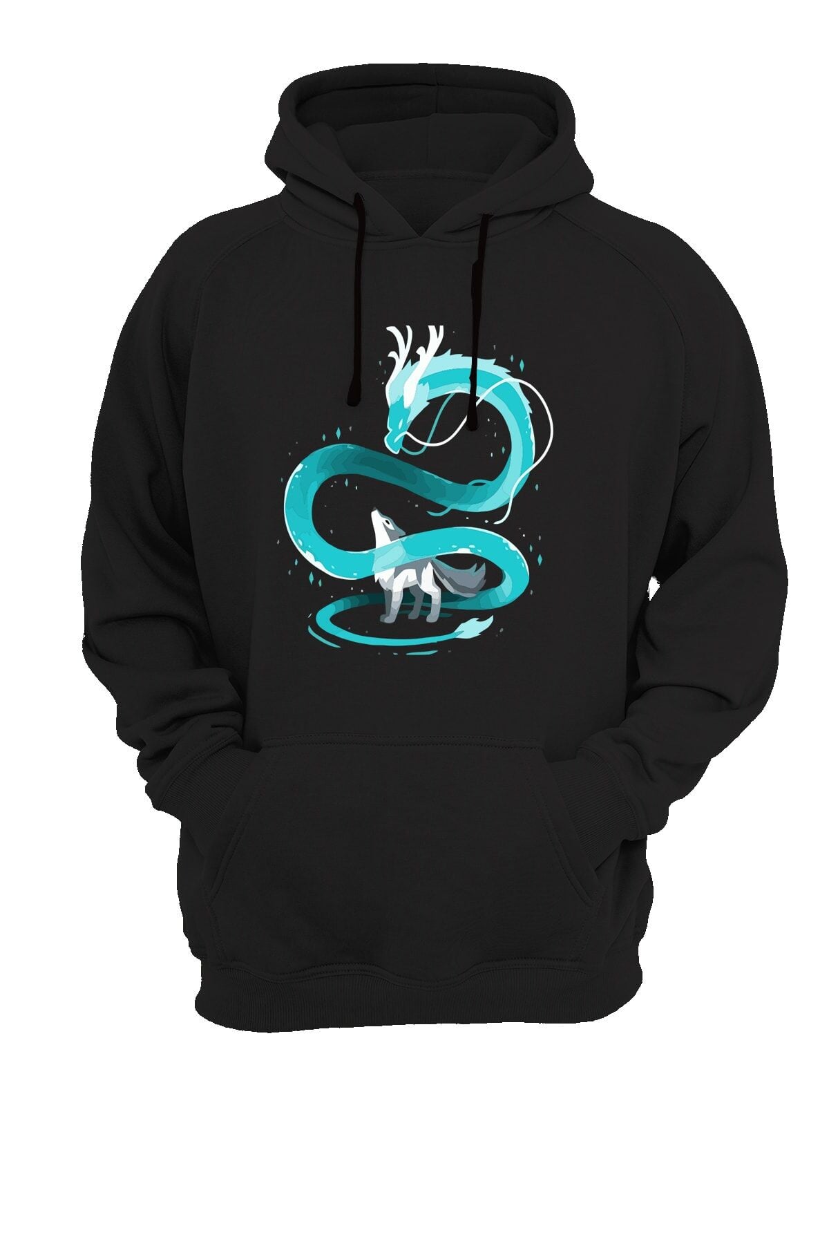 Ejderha Baskılı Siyah Sweatshirt