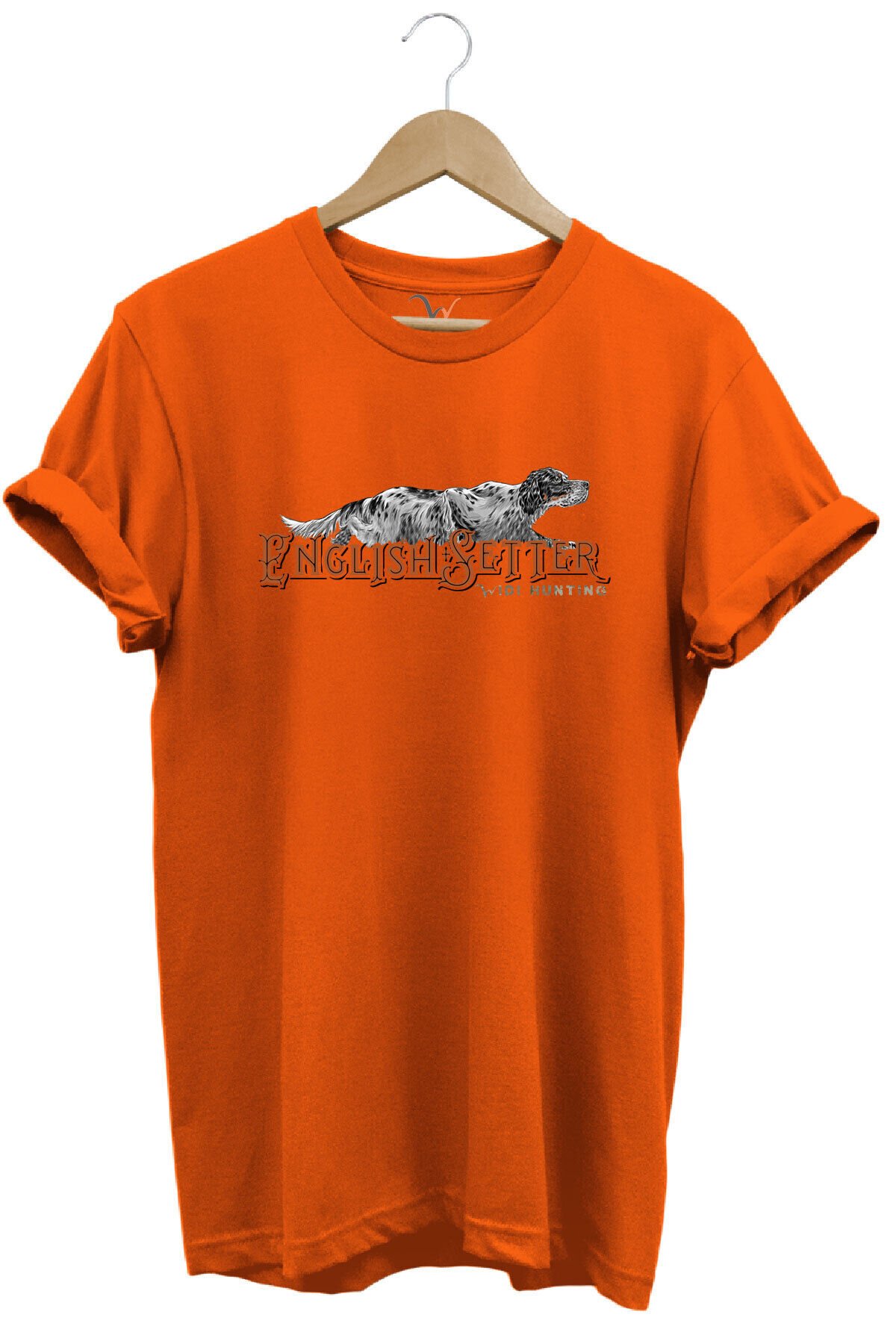 English Setter Av Köpeği Tasarımlı %100 Pamuk Unisex Regular Fit T-Shirt Turuncu - 3XL