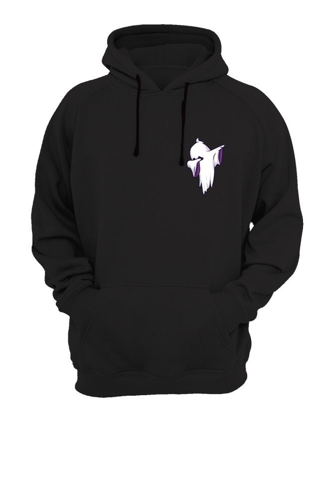 Hayalet Baskılı Siyah Sweatshirt
