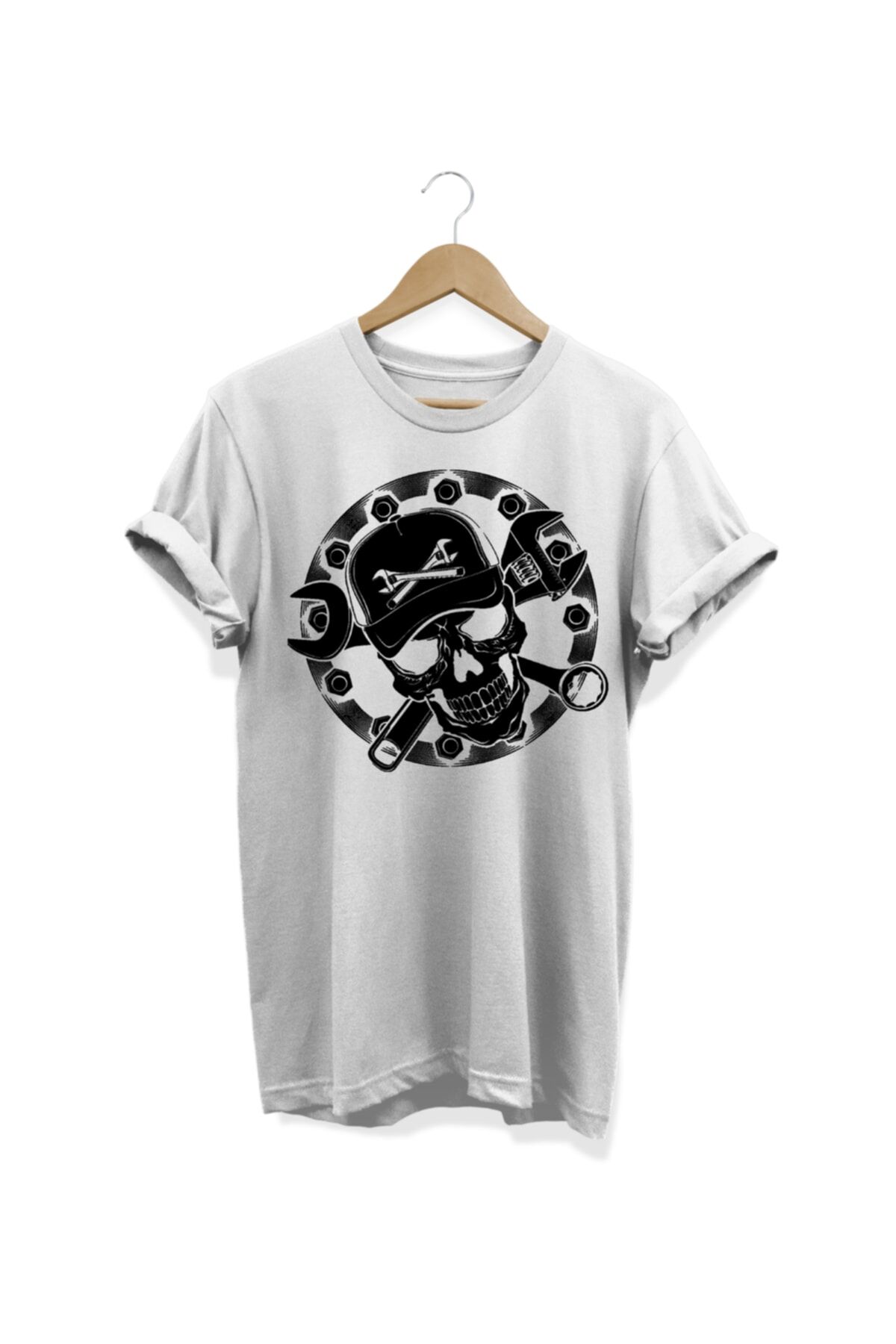 Kurukafa Baskılı Beyaz T-shirt