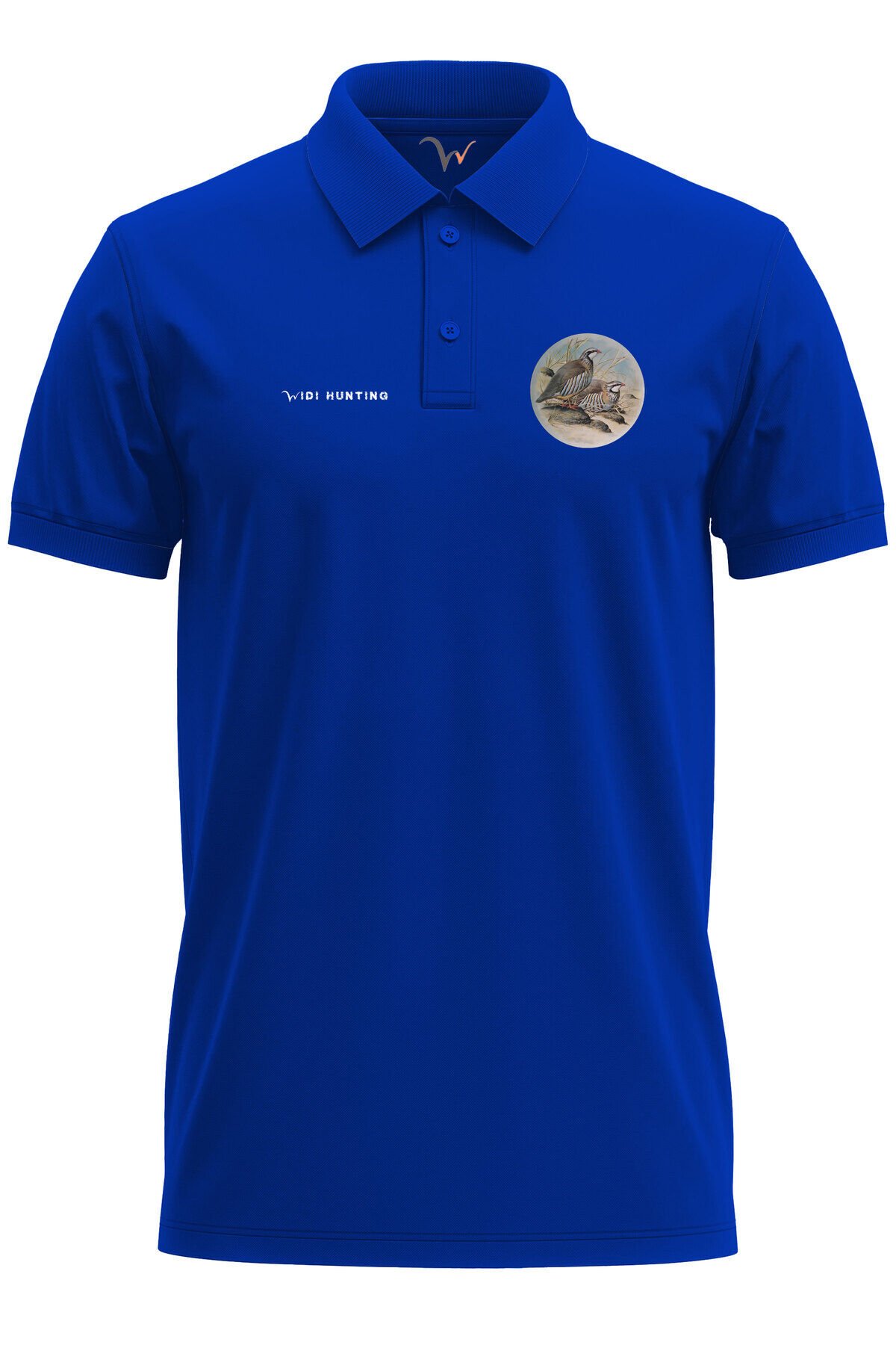 Avcılık Widi Hunting Keklik Kuşu Baskılı %100 Pamuk Regular Fit Polo Lacivert T-shirt Mavi - L