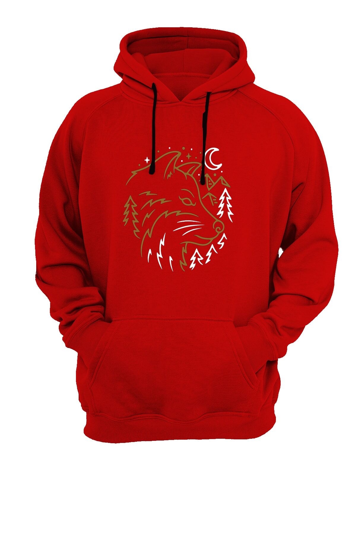 Tilki Baskılı Kırmızı Sweatshirt