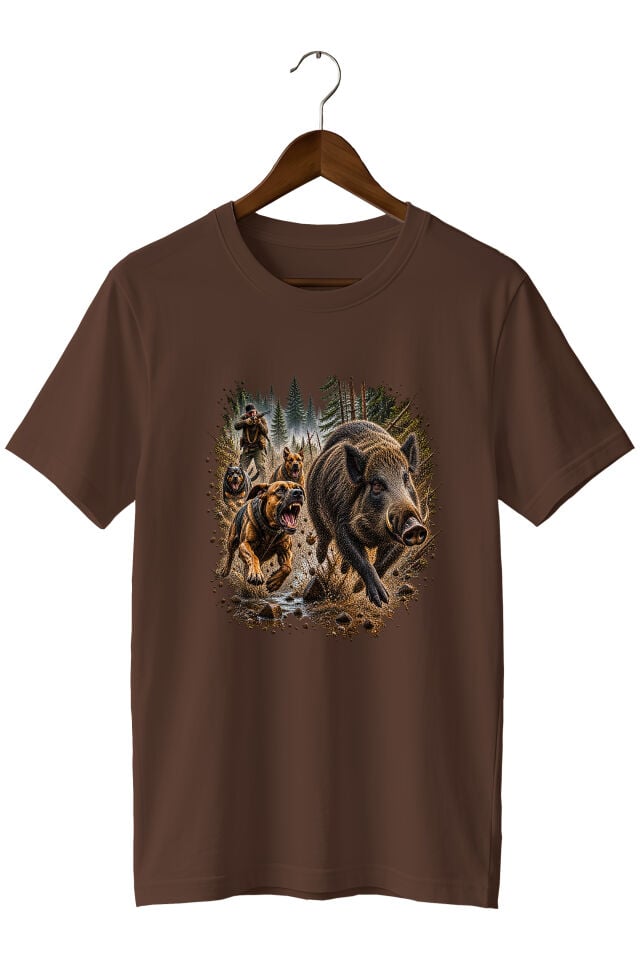 Widi Collection Yaban Domuzu Avı Av Köpekleri Baskılı Unisex T-Shirt – Avcılık Doğa Outdoor Temalı Tişört