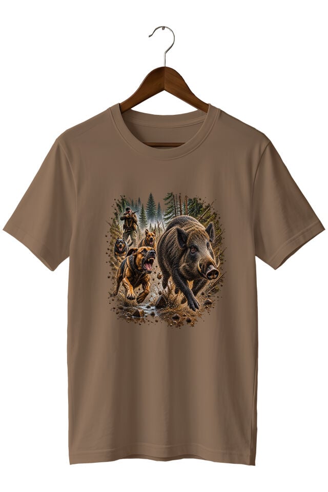 Widi Collection Yaban Domuzu Avı Av Köpekleri Baskılı Unisex T-Shirt – Avcılık Doğa Outdoor Temalı Tişört