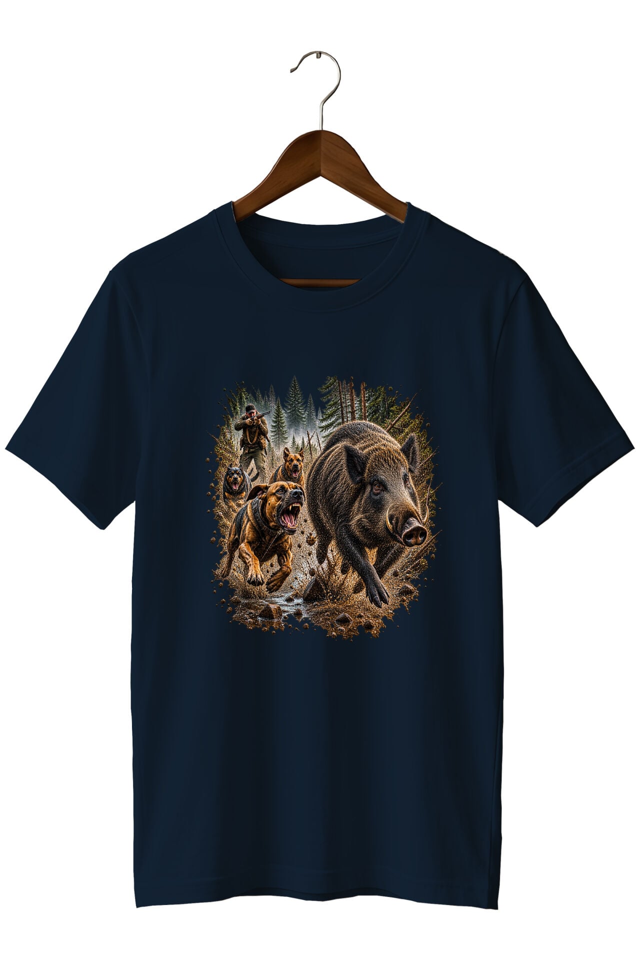 Widi Collection Yaban Domuzu Avı Av Köpekleri Baskılı Unisex T-Shirt – Avcılık Doğa Outdoor Temalı Tişört