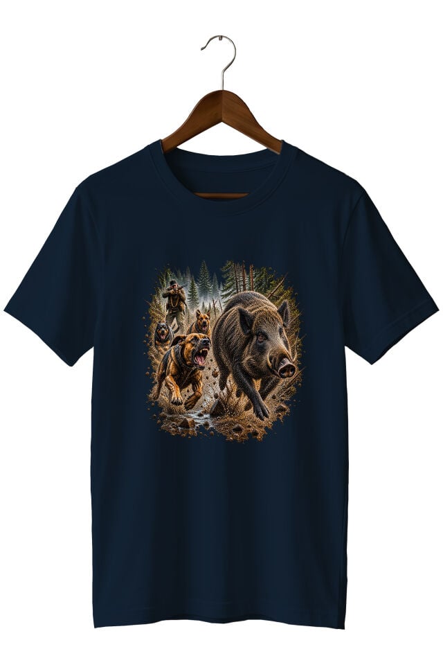 Widi Collection Yaban Domuzu Avı Av Köpekleri Baskılı Unisex T-Shirt – Avcılık Doğa Outdoor Temalı Tişört