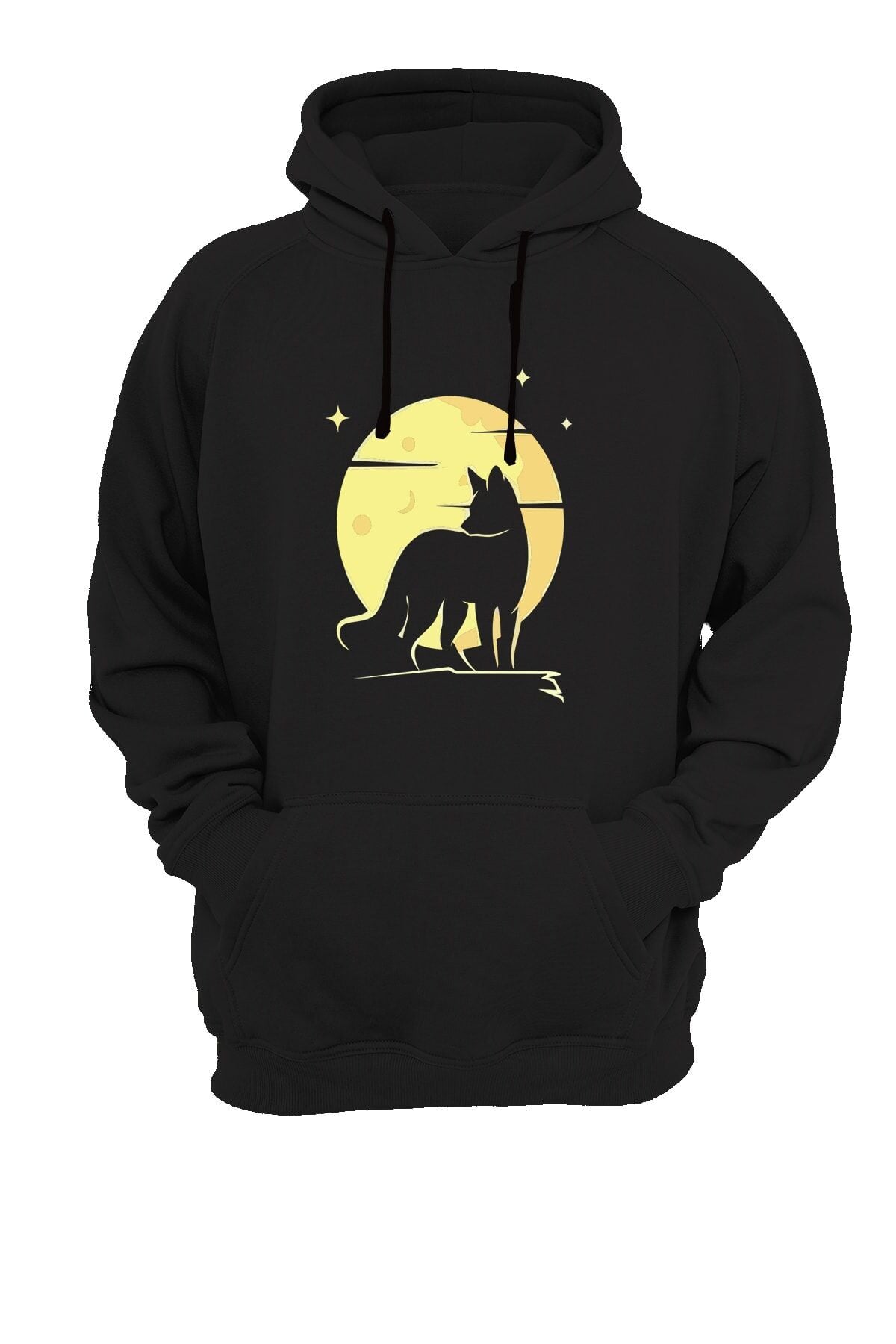 Tilki Baskılı Siyah Sweatshirt