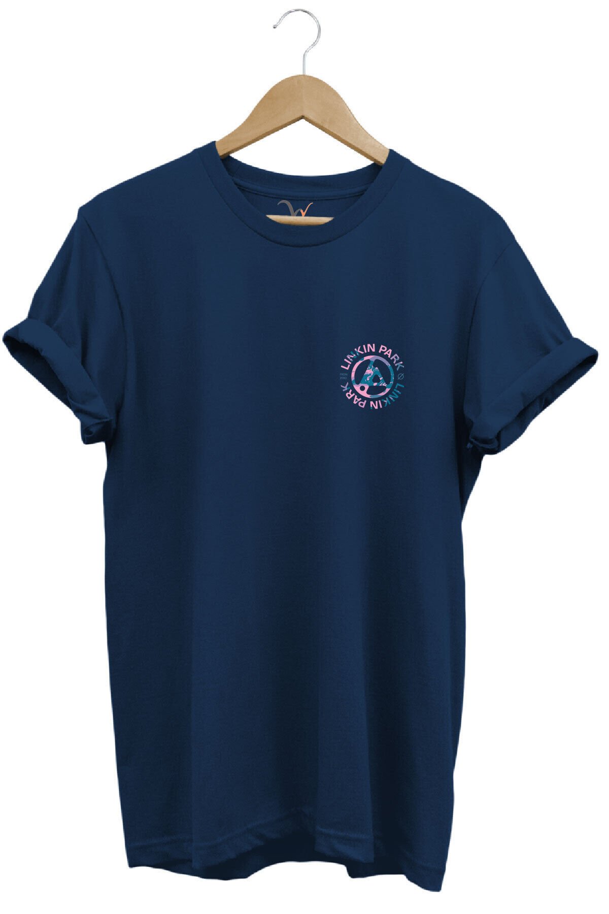 Linkin Park Müzik Grubu Rock Metal Göğüs Baskılı %100 Pamuk Basic Regular Fit Bisiklet Yaka T-shirt Lacivert - M