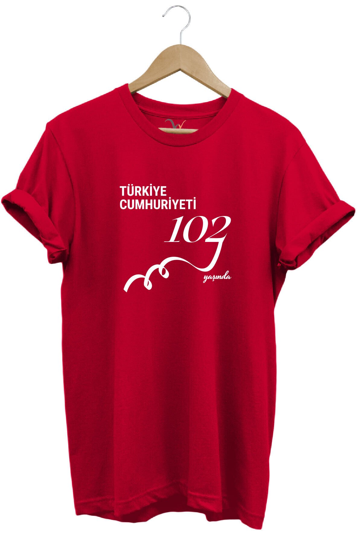 29 Ekim 102. Yıl Tasarım Baskılı %100 Pamuk Regular Fit Bisiklet Yaka Unisex T-Shirt Kırmızı - 2XL