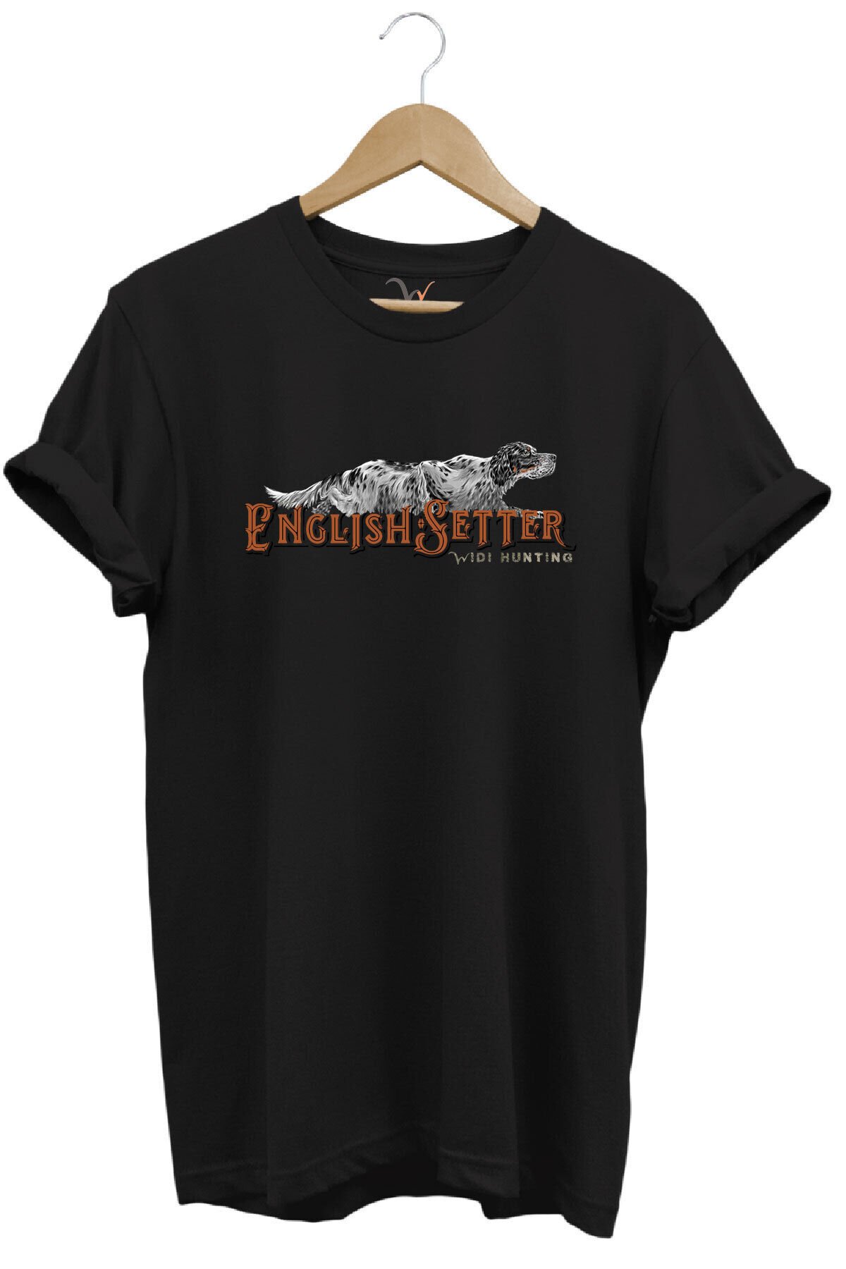 English Setter Av Köpeği Tasarımlı %100 Pamuk Unisex Regular Fit T-Shirt Siyah - 3XL