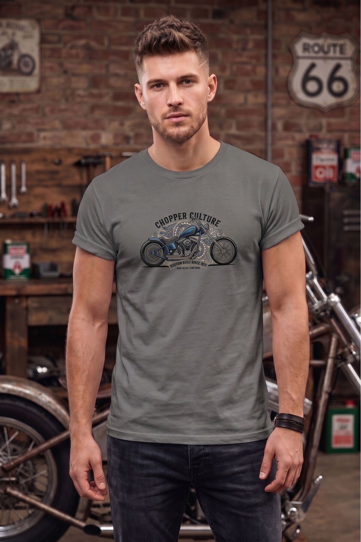 Chopper Culture Custom Built Motorcu Özel Tasarım Siyah Unisex Tişört T-shirt Antrasit - 2XL