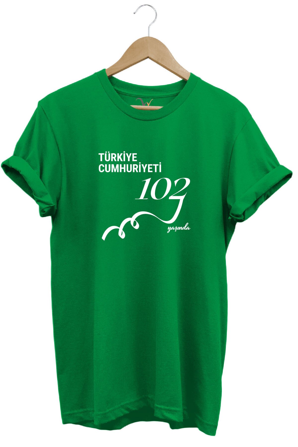 29 Ekim 102. Yıl Tasarım Baskılı %100 Pamuk Regular Fit Bisiklet Yaka Unisex T-Shirt Yeşil - S