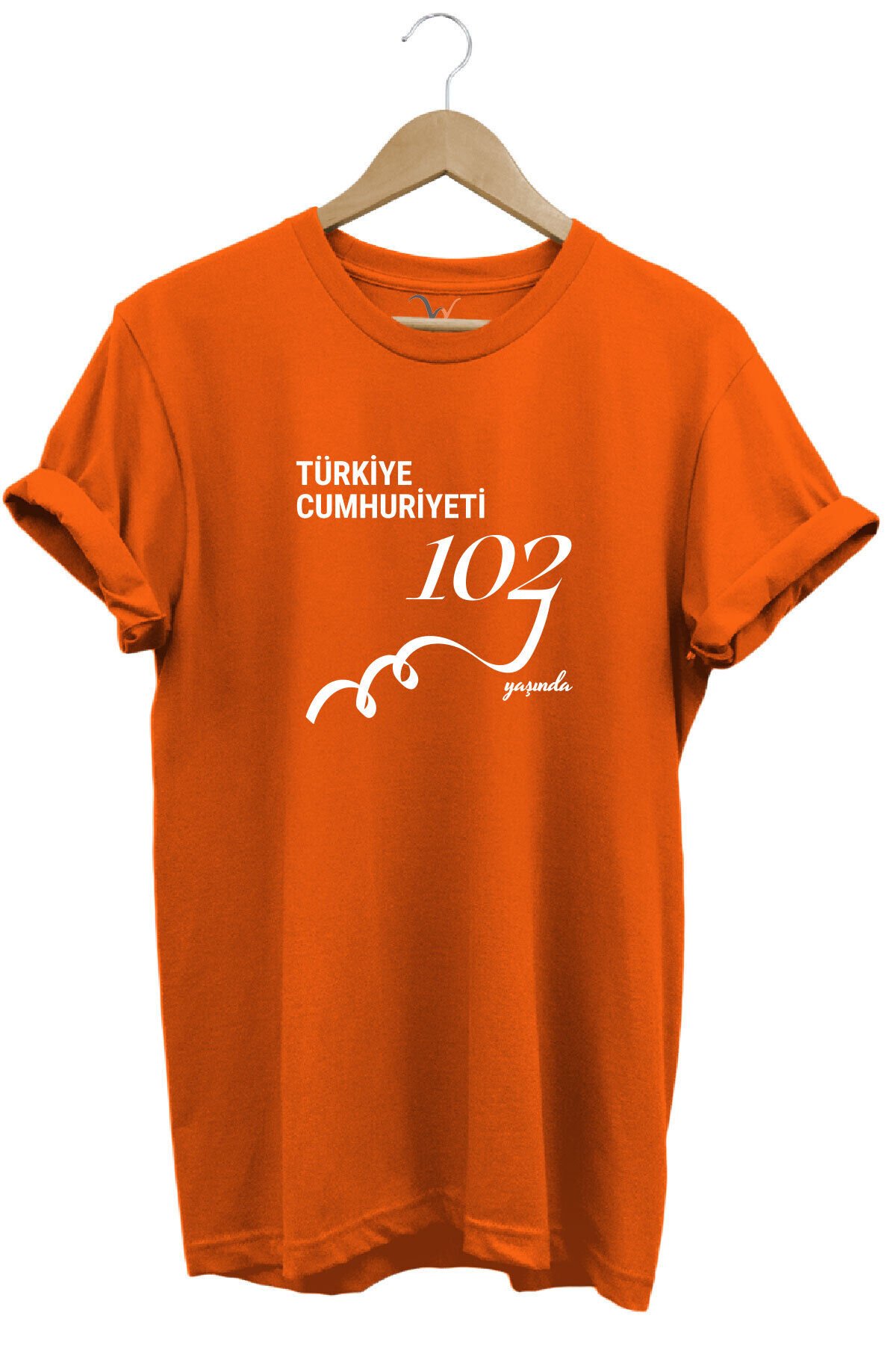 29 Ekim 102. Yıl Tasarım Baskılı %100 Pamuk Regular Fit Bisiklet Yaka Unisex T-Shirt Turuncu - 3XL