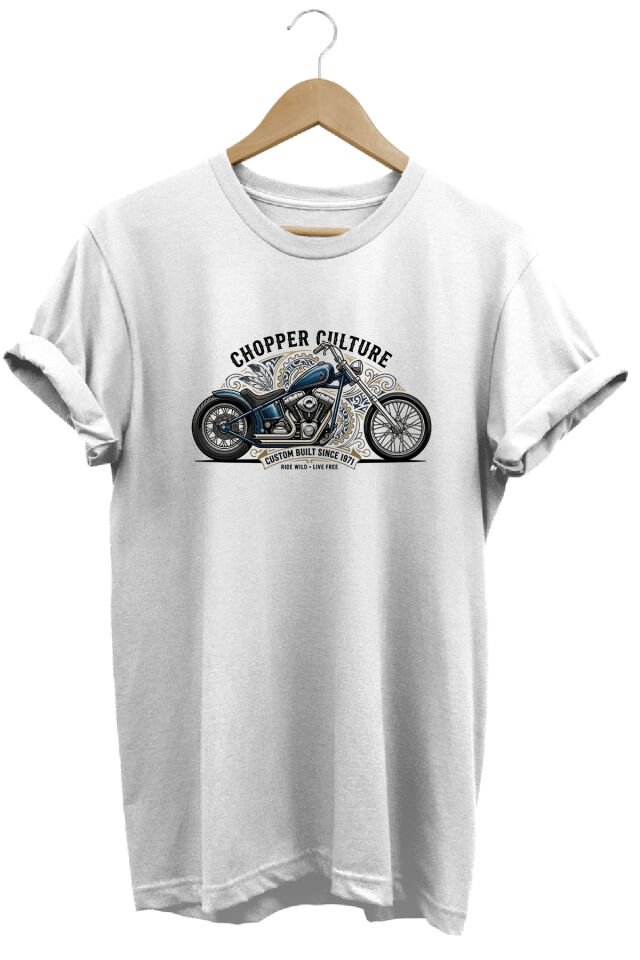 Chopper Culture Custom Built Motorcu Özel Tasarım Siyah Unisex Tişört T-shirt Beyaz - L