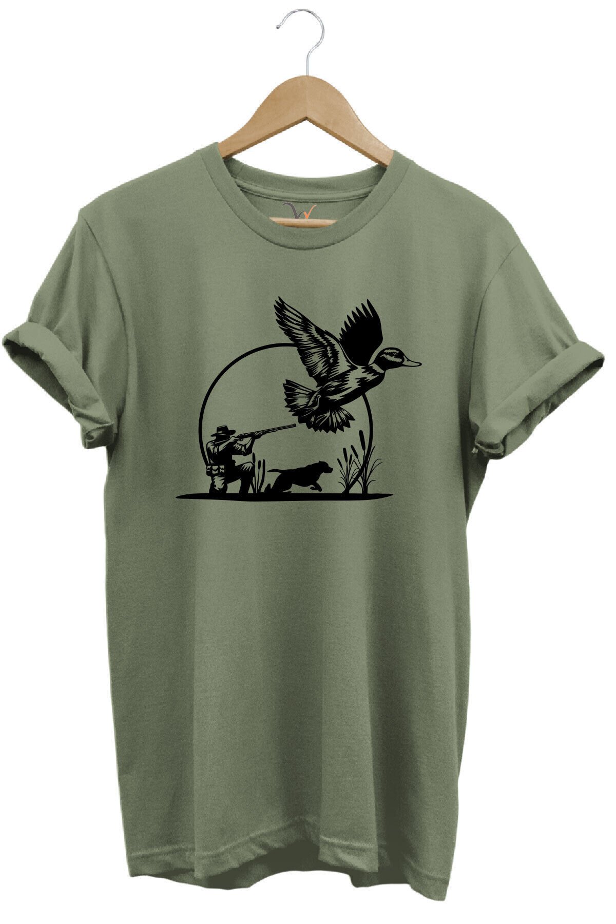 Hunting Avcılık Ve Avcı Baskılı %100 Pamuk Regular Fit Bisiklet Yaka Haki T-shirt Haki - 3XL