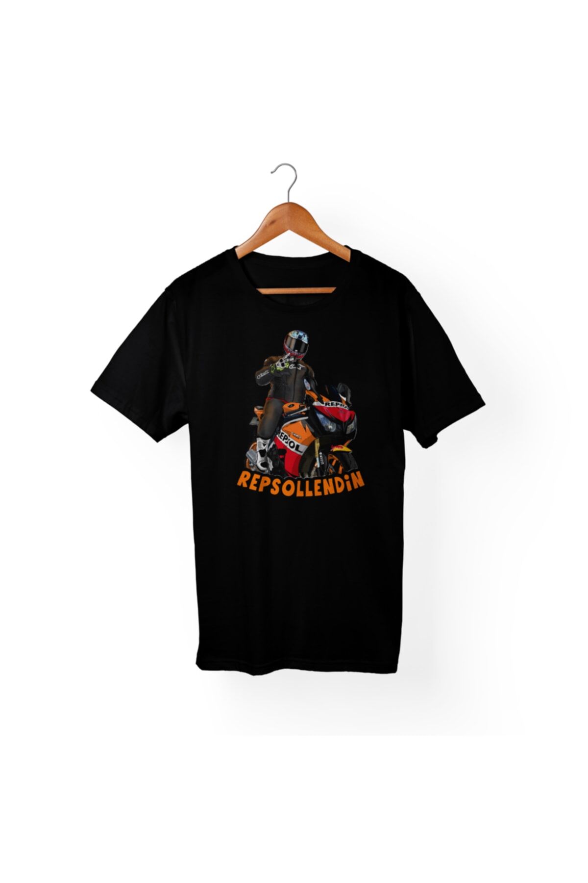 Repsollendin Baskılı Siyah T-shirt
