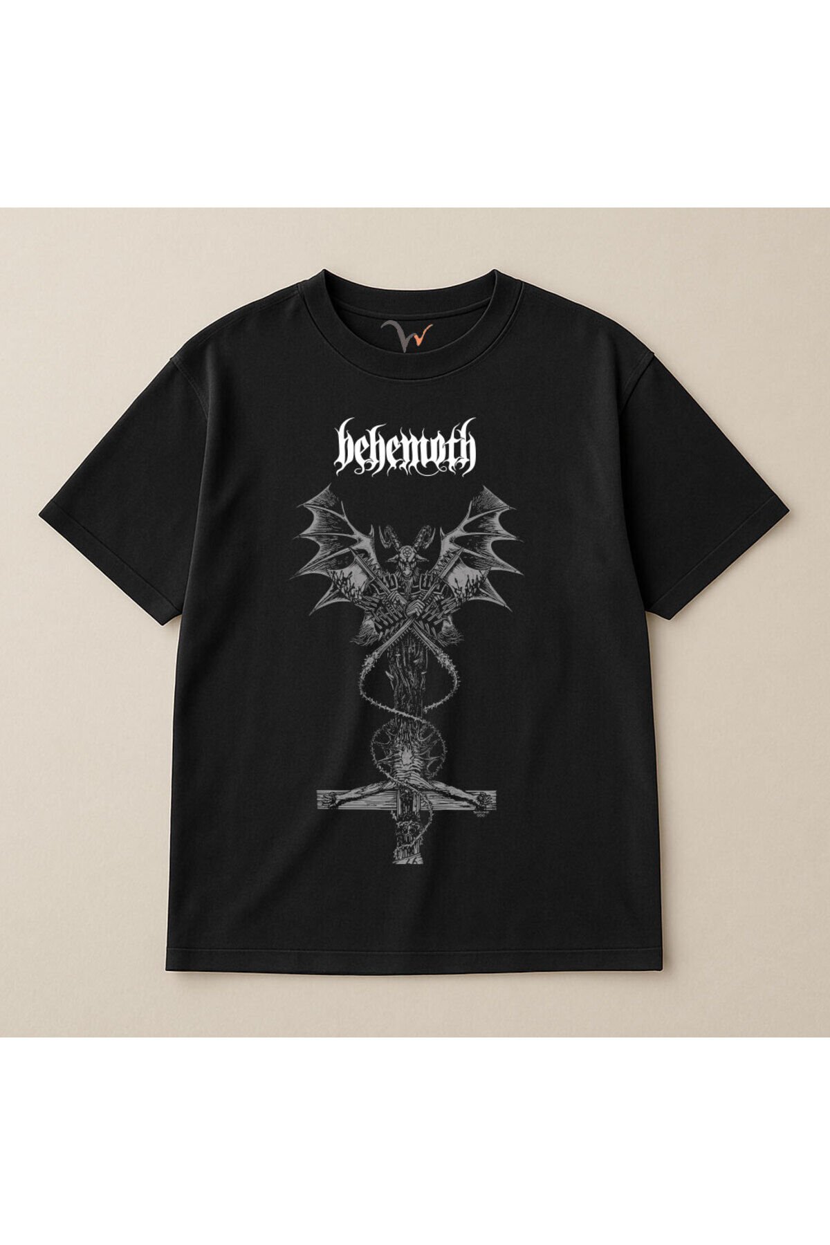 Behemoth Streetwear Baskılı %100 Pamuk Oversize Bisiklet Yaka Unisex T-Shirt Siyah - 2XL