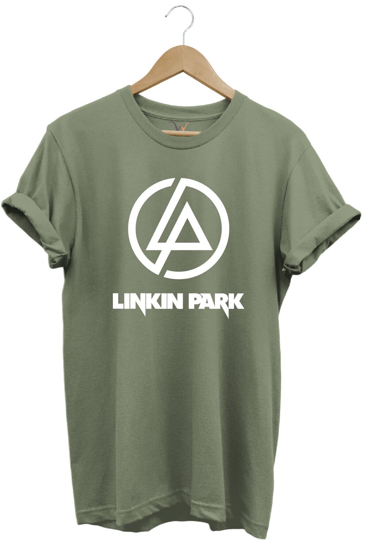 Rock Metal Müzik Grubu Linkin Park Baskılı %100 Pamuk Basic Regular Fit Bisiklet Yaka T-shirt Haki - XL