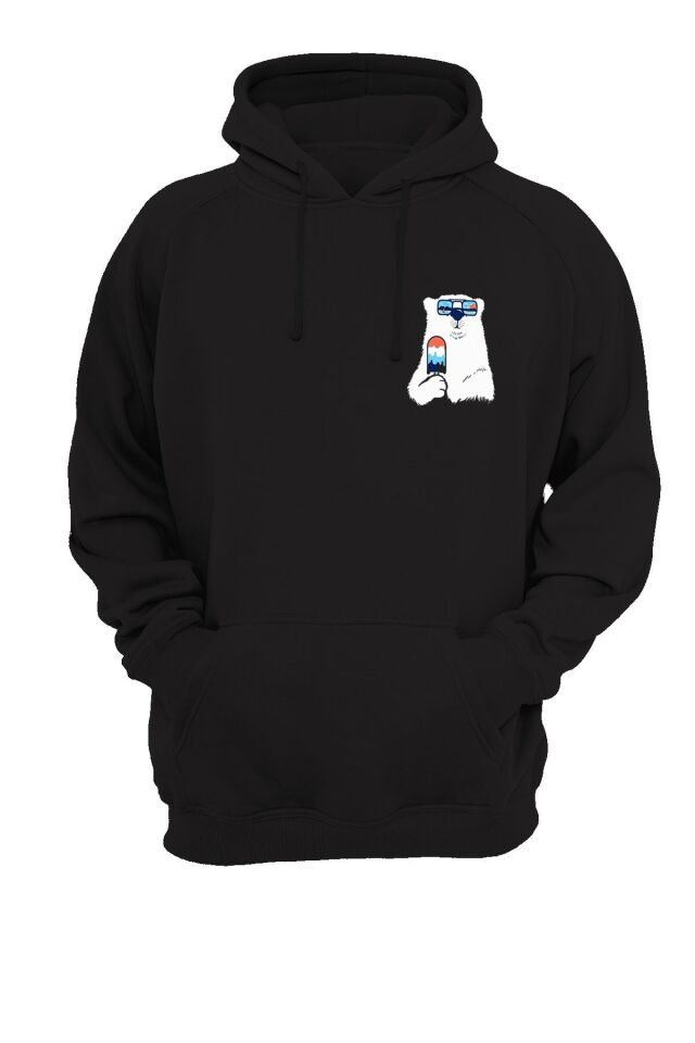Kutup Ayısı Baskılı Siyah Sweatshirt