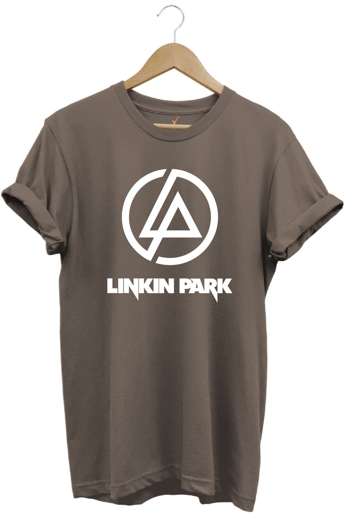 Rock Metal Müzik Grubu Linkin Park Baskılı %100 Pamuk Basic Regular Fit Bisiklet Yaka T-shirt Kahverengi - XL