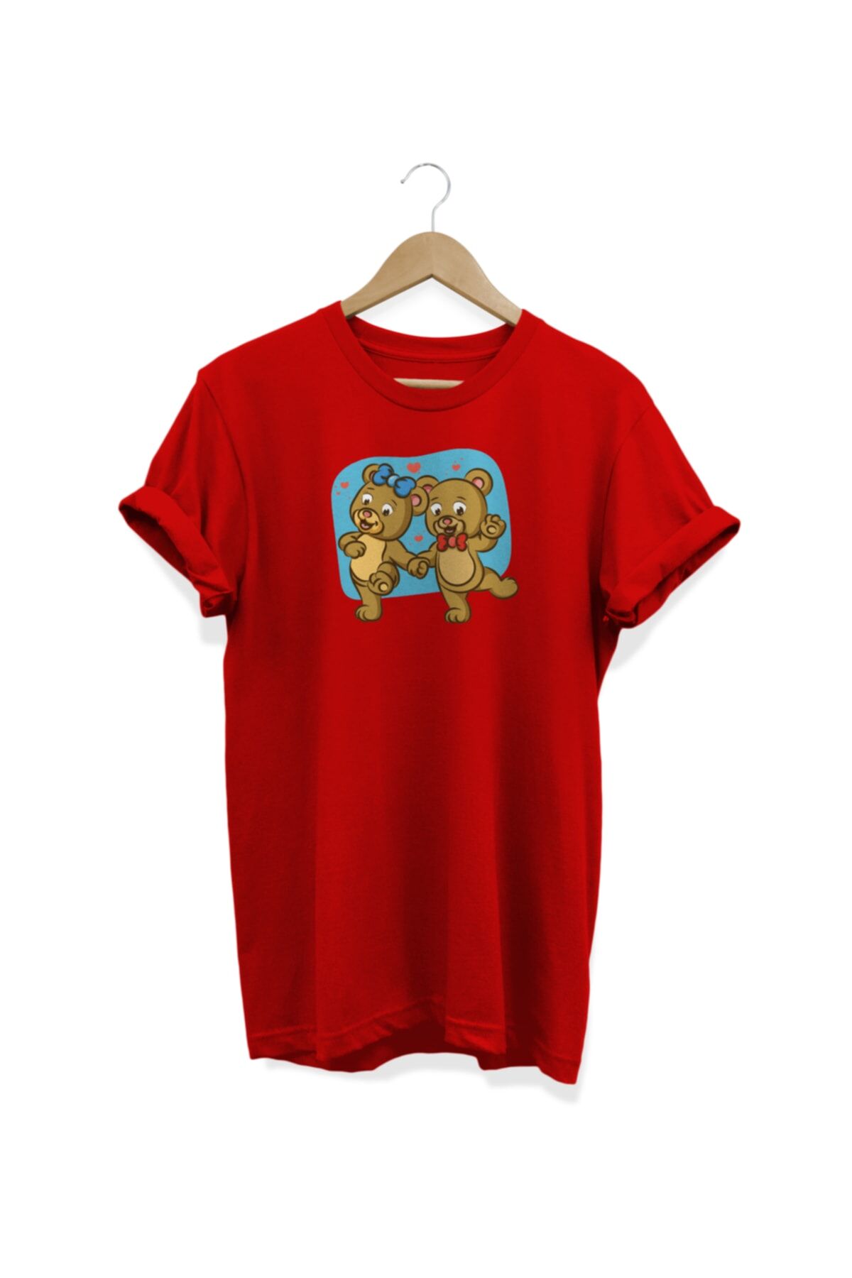 Ayıcık Baskılı Kırmızı T-shirt
