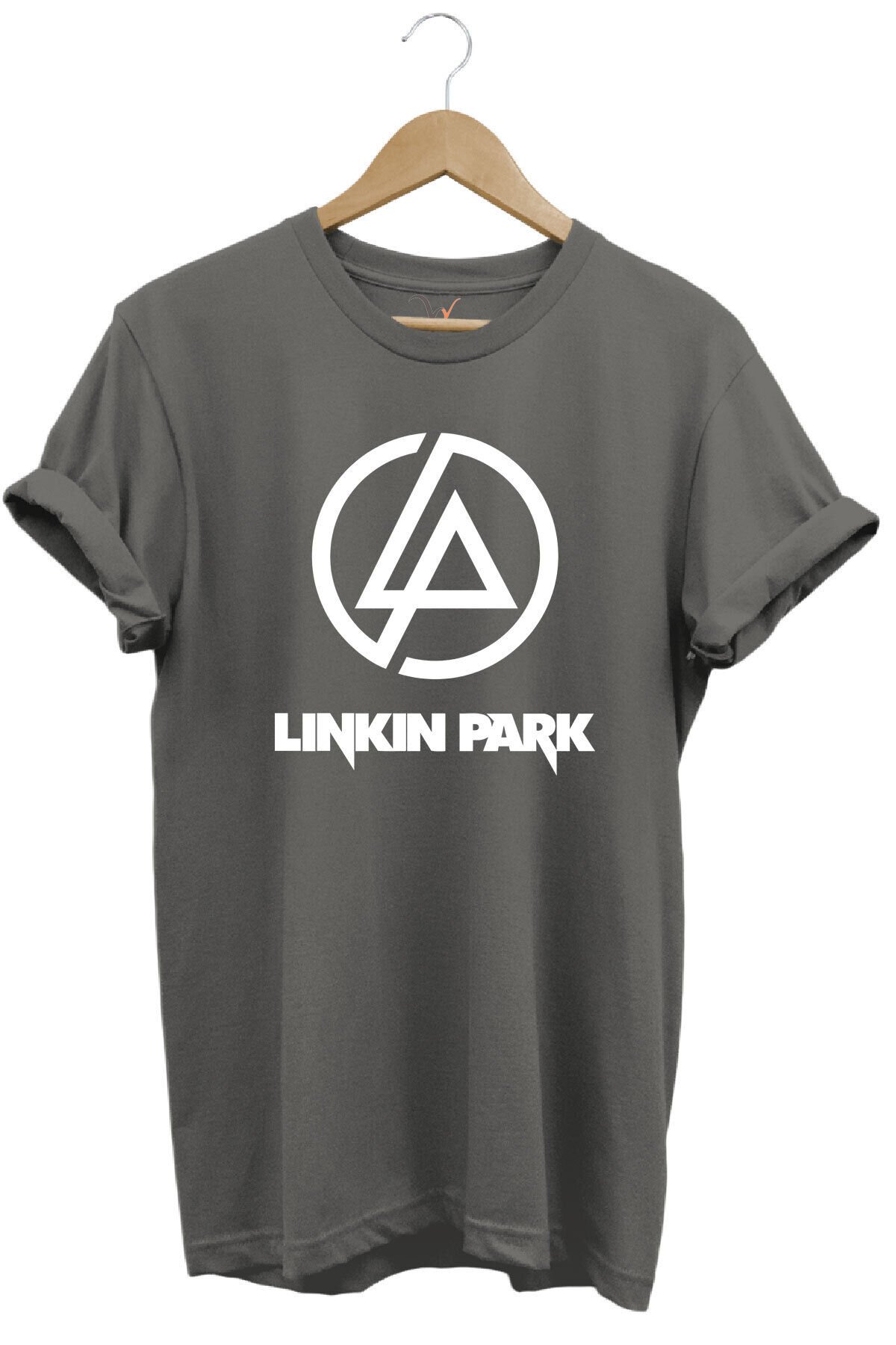 Rock Metal Müzik Grubu Linkin Park Baskılı %100 Pamuk Basic Regular Fit Bisiklet Yaka T-shirt Gri - XL